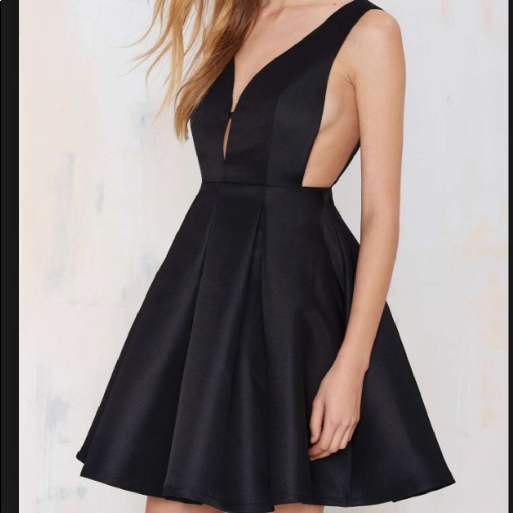 Nasty Gal Pleat Elite Fit & Flare Dress - Black